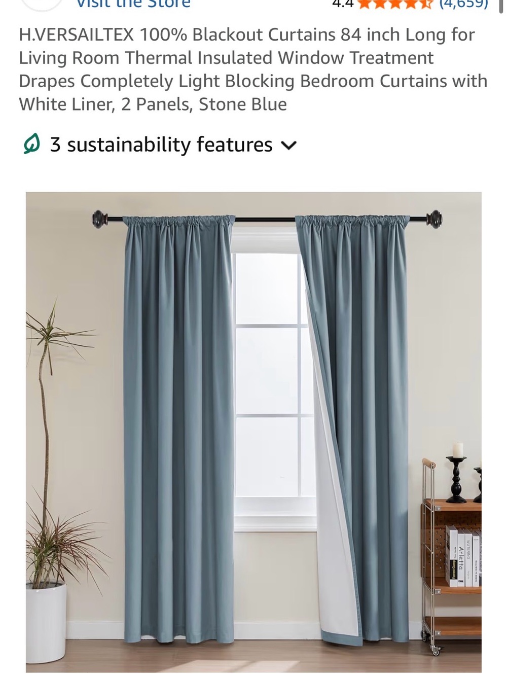 Stone Blue Blackout Curtain Panel - 4 Pack